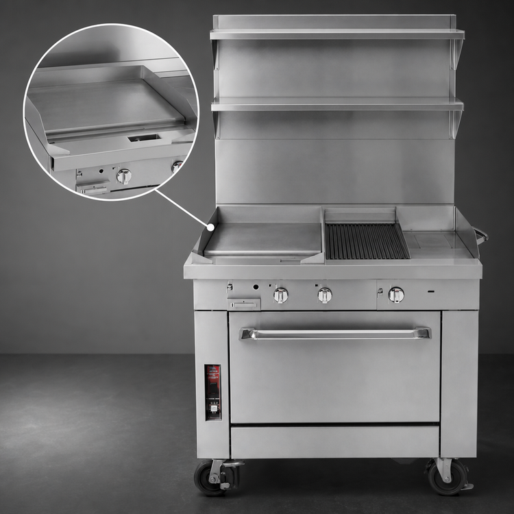 Product image #3 for Southbend Platinum 36-Inch Heavy Duty Gas Range with 24-Inch Griddle, 12-Inch Charbroiler and Convection Oven