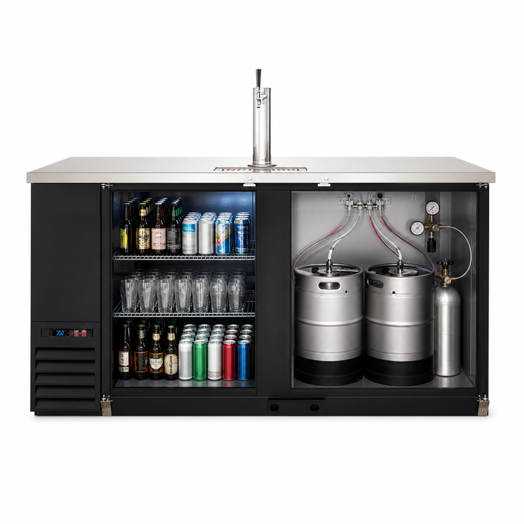 Product image #3 for Everest Refrigeration EBD3-BB-24 Two-Section Back Bar & Direct Draw Keg Refrigerator Combo, 68 Inch Wide, 20 Cu. Ft.