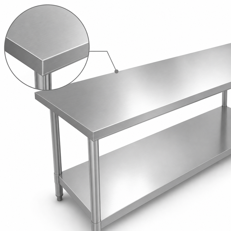 Product image #3 for John Boos Stallion Budget 72" x 30" Stainless Steel Top Work Table with Adjustable Undershelf