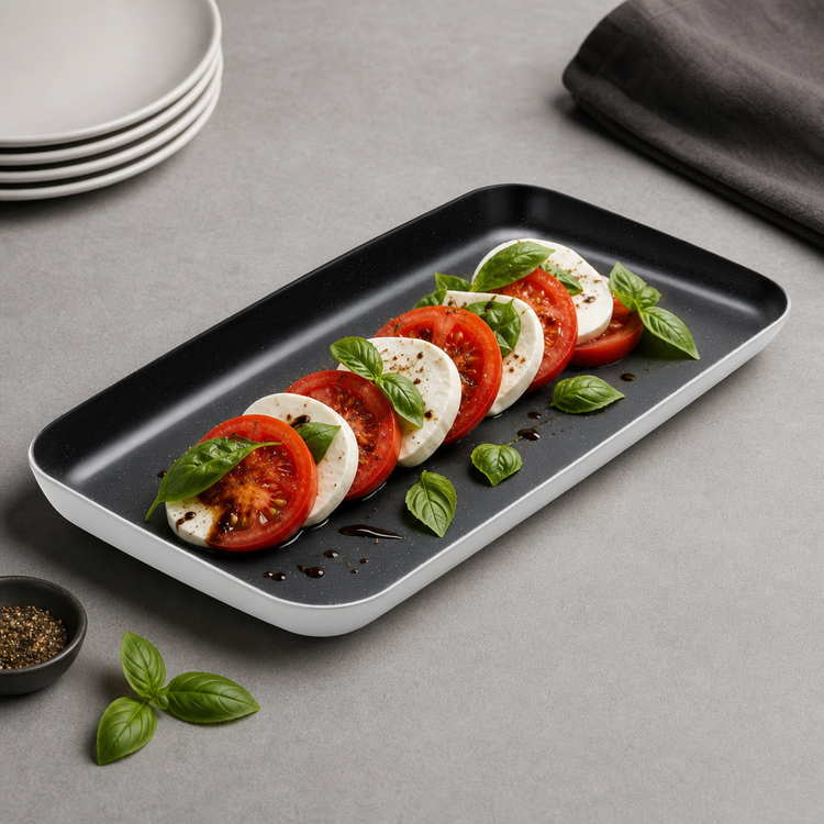 Product image #3 for American Metalcraft 22 x 12-1/4 Inch Rectangular Melamine Platter, White with Black Speckles