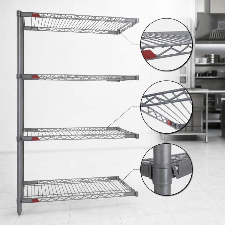 Product image #3 for Eagle Valu-Master 4-Tier Add-On Wire Shelving Unit, 30"W x 21"D x 63"H, Pewter Gray Epoxy Finish
