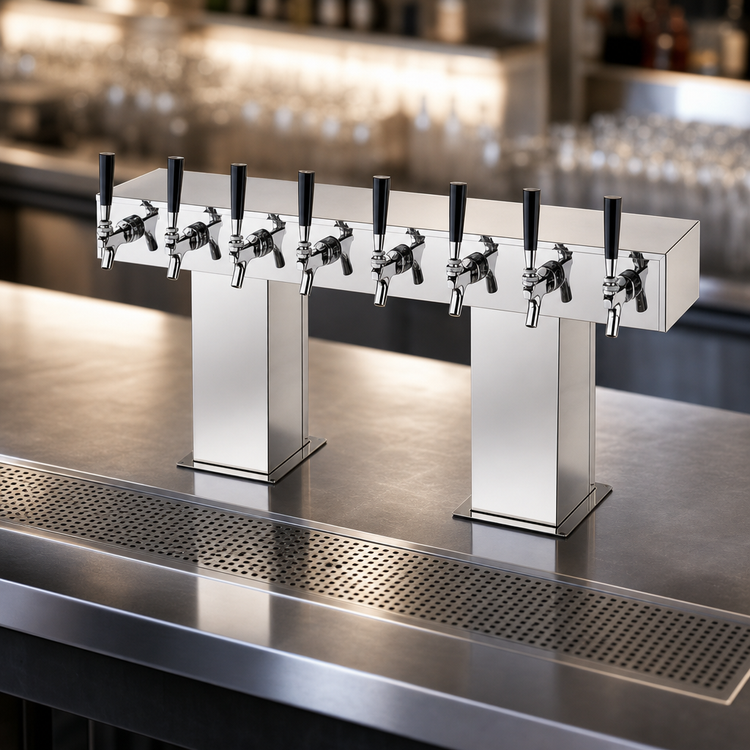 Product image #3 for Perlick 4006-30BPC2 30-Faucet Extra High Glycol-Cooled Polished Chrome Bridge Tee Draft Beer Tower