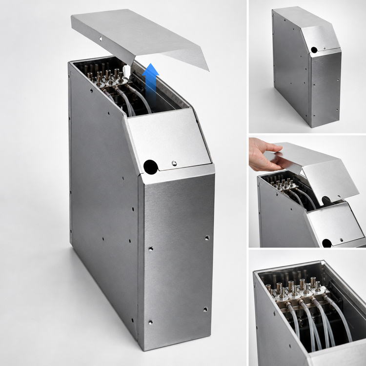 Product image #3 for Choice Underbar Soda Manifold Housing for 8 to 14 Button Manifolds, 6 x 19 x 18 Inches, Stainless Steel