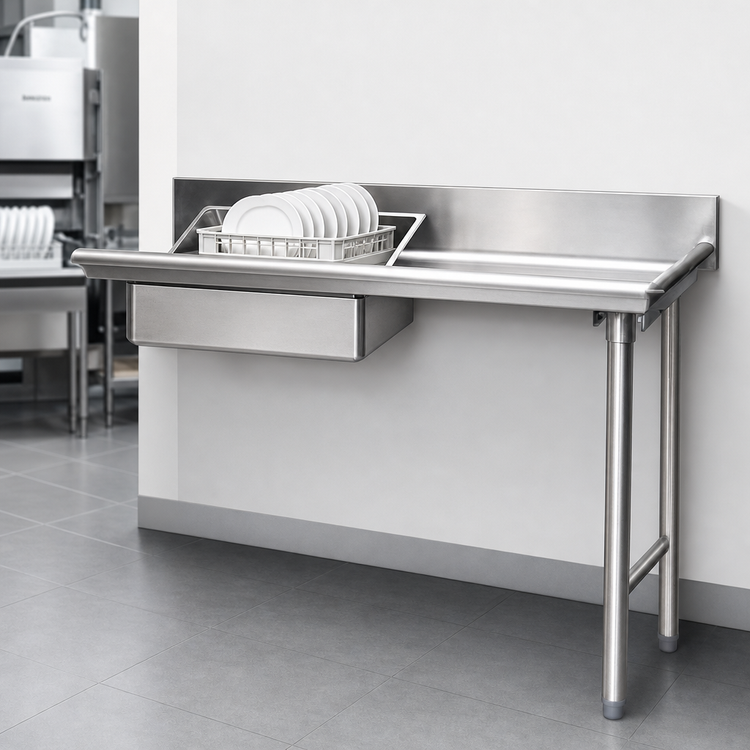 Product image #3 for Spec-Master Straight Soiled Dishtable with Pre-Rinse Sink, Basket Drain, and Right-to-Left Operation