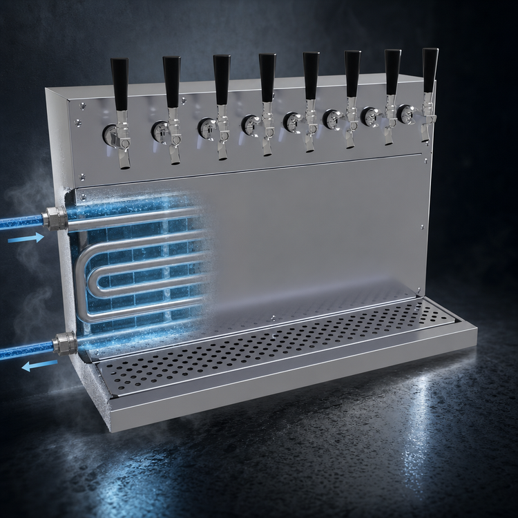 Product image #3 for Glastender WT-8-SSR Wall Mount Glycol-Cooled 8-Faucet Draft Dispensing Tower
