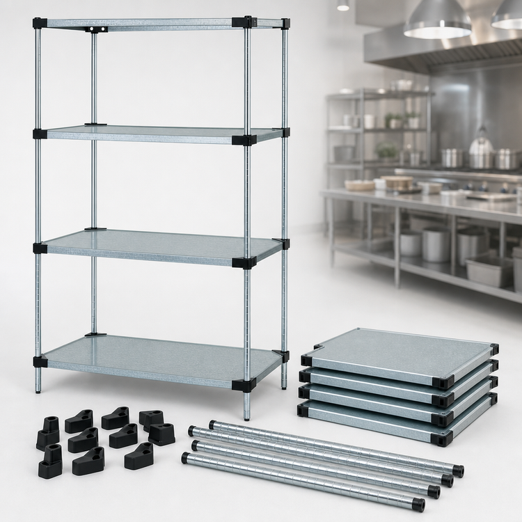 Product image #3 for Quantum Solid Shelving Starter Kit, 48 Inch Wide x 14 Inch Deep x 54 Inch High, 4-Shelf Stationary Unit