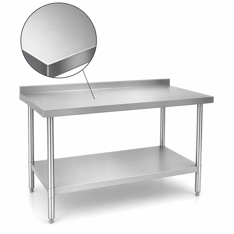 Product image #3 for 72 Inch x 24 Inch x 38 Inch 18/430 Stainless Steel Work Table with 2 Inch Backsplash and Undershelf