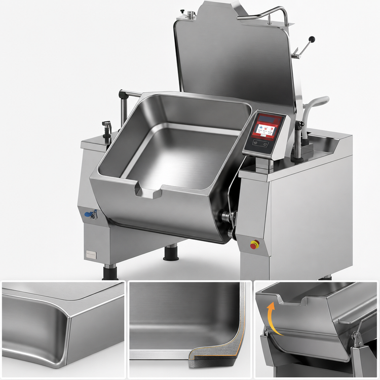 Product image #3 for Betterpan UDBRG038ACV1 Tilting Skillet Pressure Braising Pan, Gas, 38 Gallon