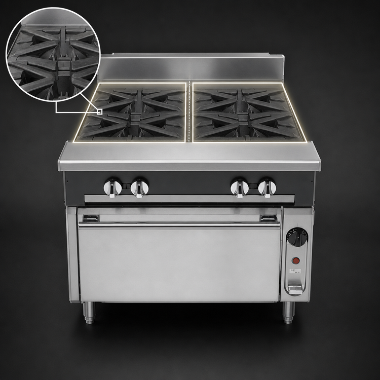 Product image #3 for Vulcan V Series 36-Inch Heavy Duty Gas Range with (2) 18-Inch French Tops and Cabinet Base
