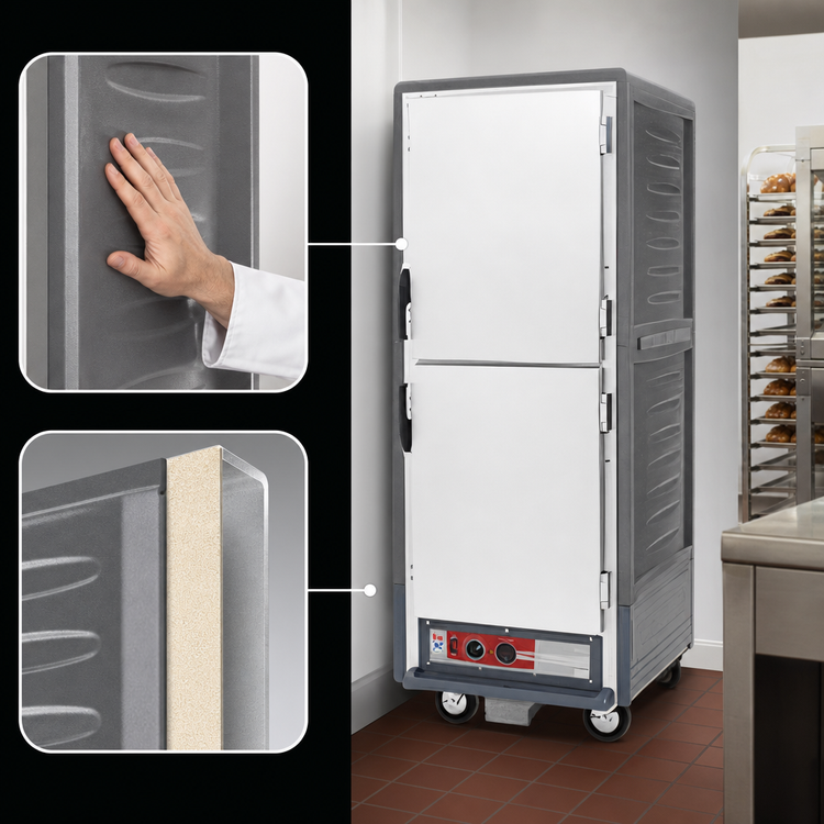 Product image #3 for Metro C5 3 Series Full-Height Heated Holding & Proofing Cabinet with Dutch Solid Doors and Fixed Wire Slides