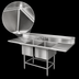 Thumbnail image #3 for Eagle Spec-Master FN Series 2-Compartment Coved Corner Sink with Left and Right 36-Inch Drainboards, 108 x 27 Inches, 14-Gauge Stainless Steel