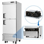 Thumbnail image #3 for Everest Refrigeration EBWFH2 23 Cu. Ft. One-Section Reach-In Freezer, Bottom-Mount, Stainless Steel, 2 Half-Height Solid Locking Doors