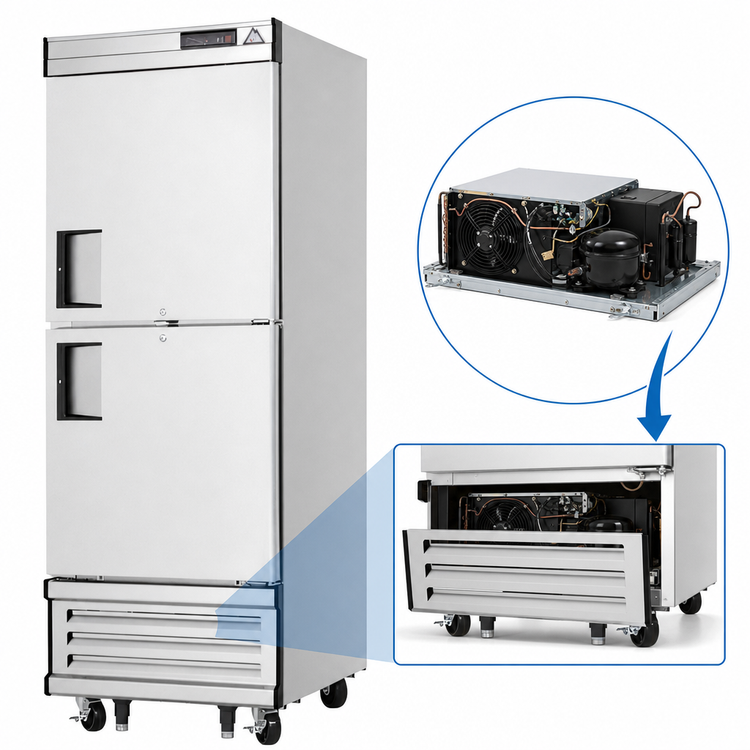 Product image #3 for Everest Refrigeration Bottom-Mount Reach-In Freezer, 1 Section, 23 Cu. Ft., 2 Half-Height Solid Locking Doors
