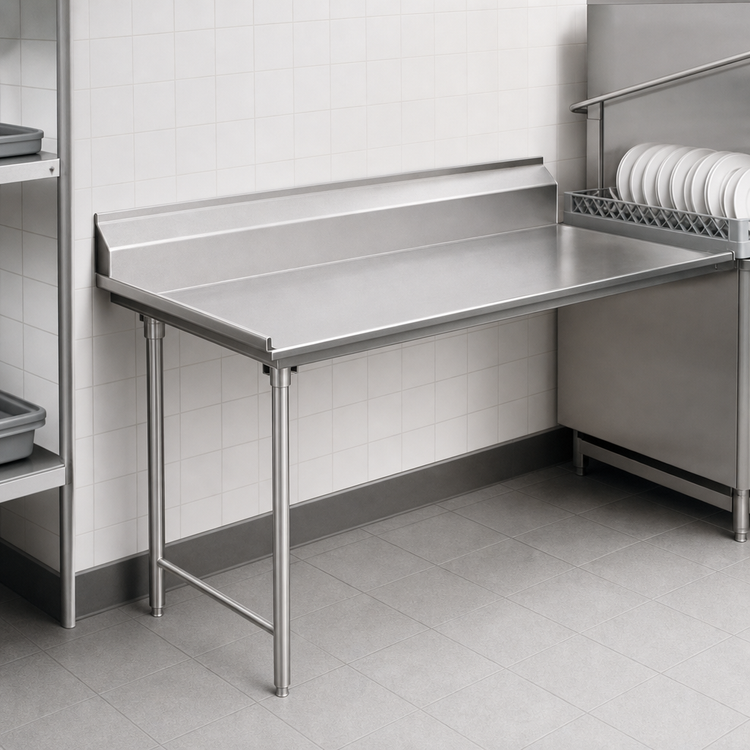 Product image #3 for Spec-Master Straight Clean Dish Table, 48 x 30 Inches, Left-to-Right Operation, 14/304 Stainless Steel Top