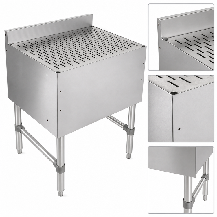 Product image #3 for John Boos Slim-Line Freestanding Stainless Steel Underbar Drainboard, 30 x 18 x 32-1/2 Inches, 3-Inch Backsplash
