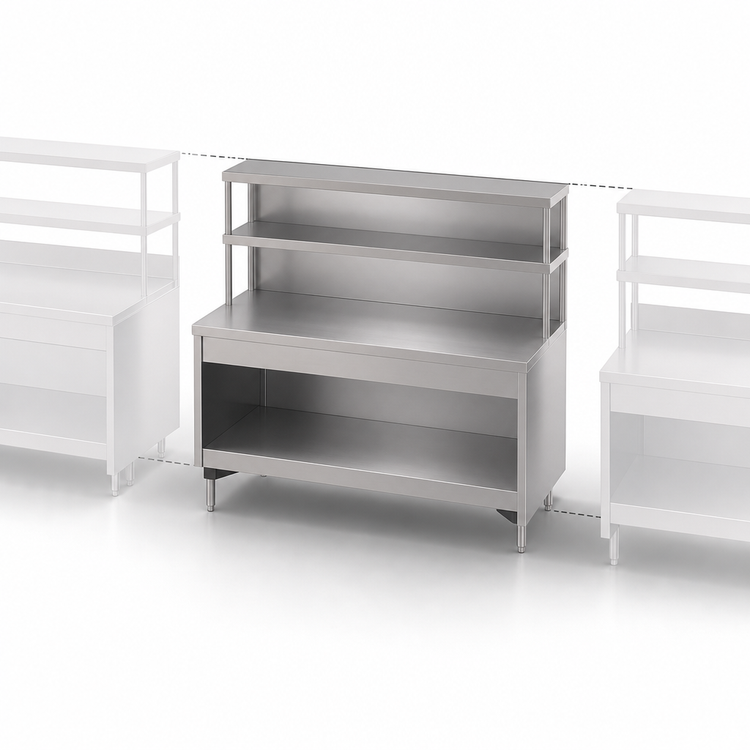Product image #3 for Randell 86.5-Inch Modular Chef Service Counter Center Section with Plate Storage Cabinet and Double Overshelf