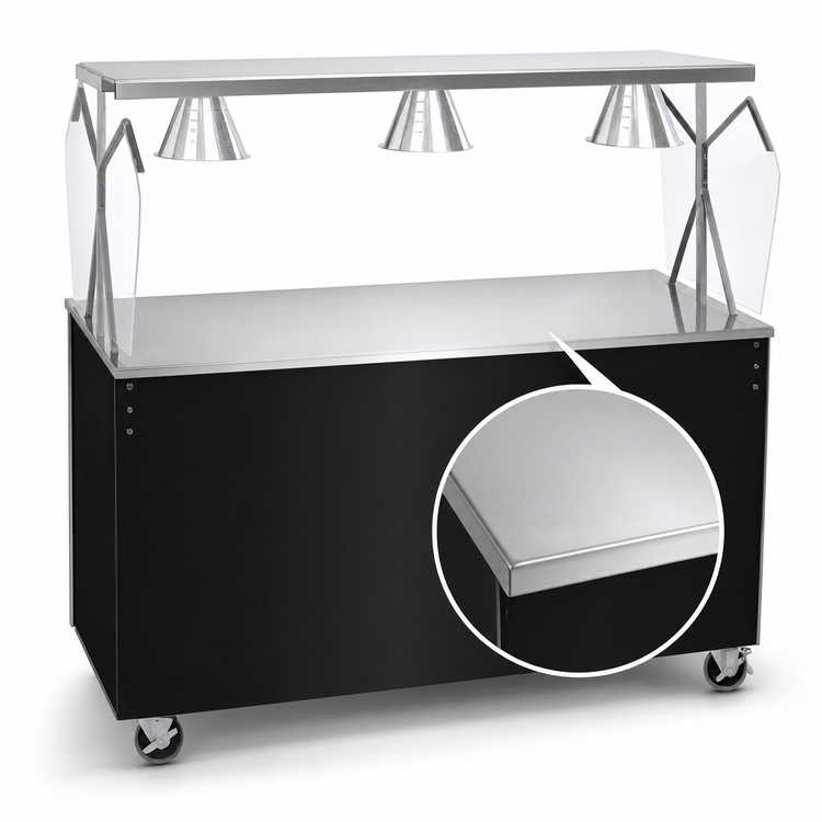 Product image #3 for Vollrath 2-Series Affordable Portable 60-Inch Open Storage Utility Station with Buffet Breath Guard and Lights