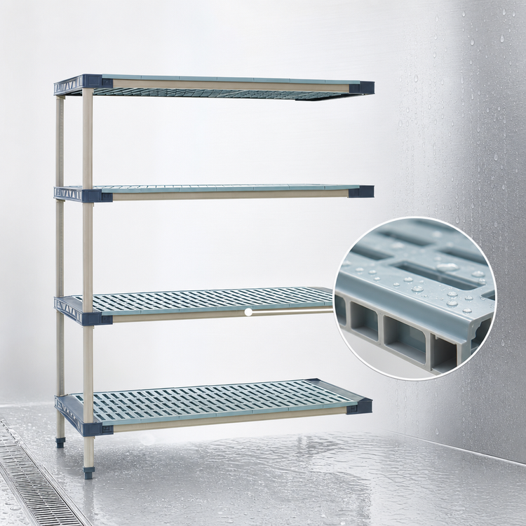 Product image #3 for MetroMax 4 60-Inch W x 18-Inch D x 74-Inch H 4-Shelf Add-On Polymer Shelving Unit