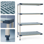 Thumbnail image #3 for Metro MetroMax 4 AX446G4 All-Polymer Add-On Shelving Unit, Blue, 42W x 21D x 63H, 4 Louvered Shelves