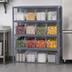 Thumbnail image #3 for Quantum Heavy-Duty Stationary Wire Shelving Unit with 4 Shelves, 12 Clear Bins, 36 x 12 x 39 Inches