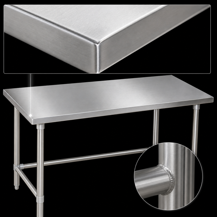Product image #3 for John Boos Stallion 72-Inch x 24-Inch 14-Gauge Stainless Steel Work Table with Stallion Safety Edge