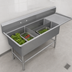 Thumbnail image #3 for Pro-Bowl 3-Compartment Platter Sink with Right-Hand Drainboard, 84-3/16