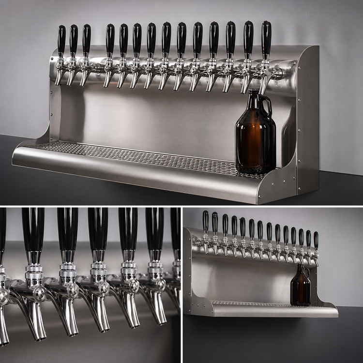 Product image #3 for Perlick 13-Faucet Modular Wall-Mount Glycol-Cooled Draft Beer Dispensing Tower, 39-Inch, Bottom Exit