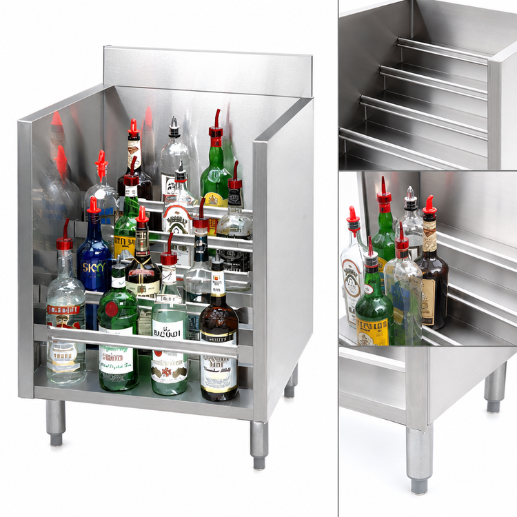 Product image #3 for Advance Tabco Special Value Series 18-Inch Freestanding 5-Step Stainless Steel Liquor Bottle Display Unit