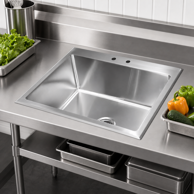 Product image #3 for John Boos Pro-Bowl Stainless Steel 1-Compartment Drop-In Sink, 31-5/8" x 25-5/8" x 12"