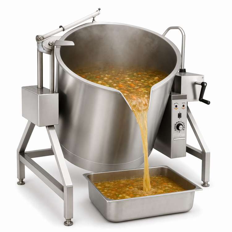 Product image #3 for Legion 40-Gallon Low-Rim Tilting Gas Steam Kettle, Self-Contained, Full Jacket