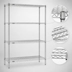 Thumbnail image #3 for Eagle Redipak 4-Tier Stationary Wire Shelving Unit, 36 x 18 x 74 Inches, Zinc Finish