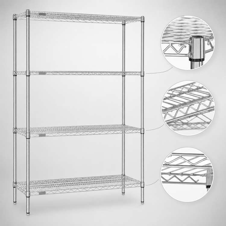 Product image #3 for Eagle Redipak 4-Tier Stationary Wire Shelving Unit, 36 x 18 x 74 Inches, Zinc Finish