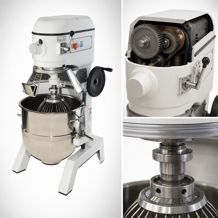 Product image #3 for Doyon 40 Qt Floor Model Planetary Mixer with 3 Speeds, Timer, and Manual Bowl Lift