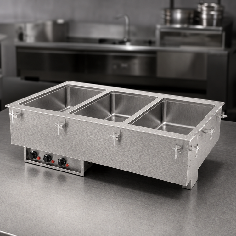 Product image #3 for Vollrath Three-Well Electric Drop-In Hot Food Well with Thermostatic Controls, Manifold Drain, 120V