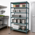 Thumbnail image #3 for Quantum 5-Tier Wire Plastic Mat Shelving Unit, 54 x 18 x 63 Inches, Stationary, Green Epoxy Coated