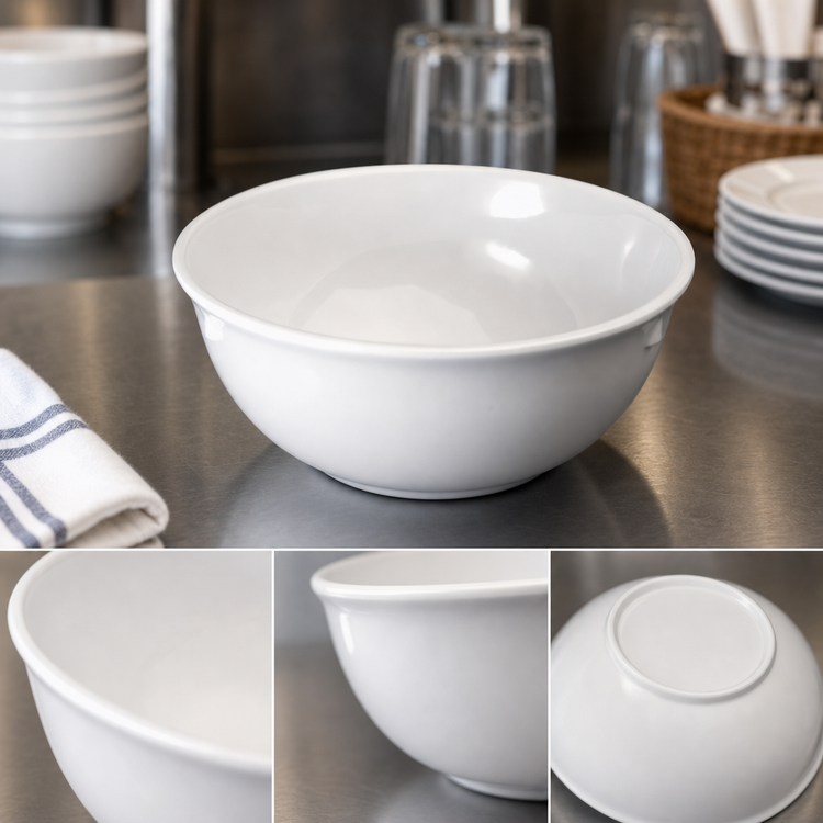 Product image #4 for Winco 15 oz White Melamine Nappie Bowl