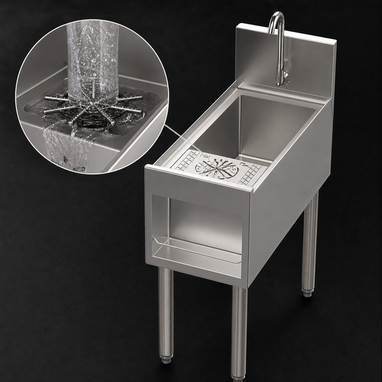 Product image #3 for Tobin Ellis Signature 12-Inch Freestanding Underbar Utility Sink with Glass Rinser
