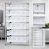 Thumbnail image #3 for Quantum Stationary Bin Wire Shelving System with 8 Shelves and 28 Clear Bins, 36 x 14 x 74 Inches, Chrome Plated