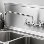 Thumbnail image #3 for Krowne Silver Series 12-814L Commercial Backsplash-Mount Faucet, 8-Inch Centers, 14-Inch Swing Spout, Ceramic Valve Case of 12