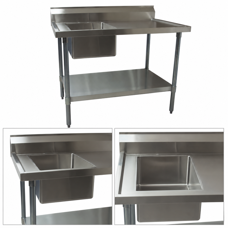 Product image #3 for BK Resources 60" x 30" Stainless Steel Work Table with Left-Hand Prep Sink and 6" Riser