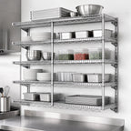 Thumbnail image #3 for Eagle Group QuadTruss S3-5B-SSW1836C 5-Tier Piggyback Wall-Mounted Wire Shelf Kit, 36"W x 18"D, Chrome