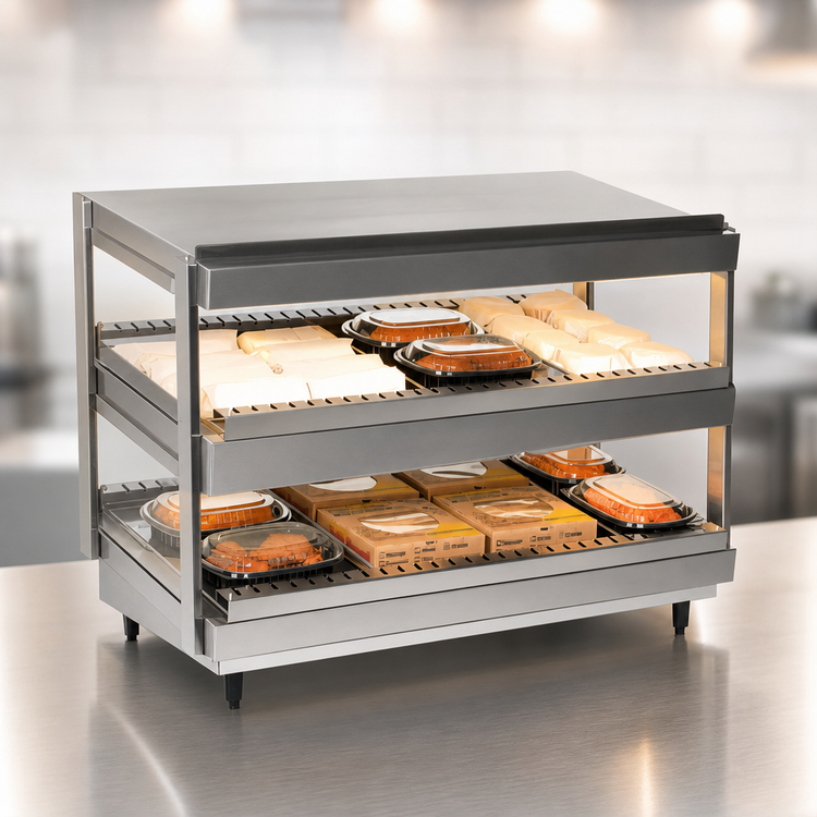 Product image #3 for Nemco 36-Inch Countertop Heated Shelf Merchandiser with Slanted Dual Shelves