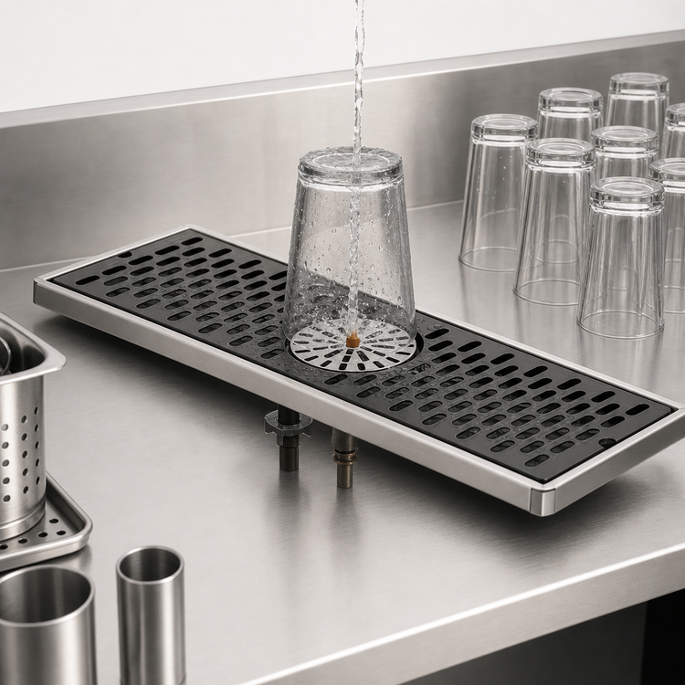 Product image #3 for 6000 Series 24-Inch Surface-Mount Glass Drainer with Built-In Center Rinser