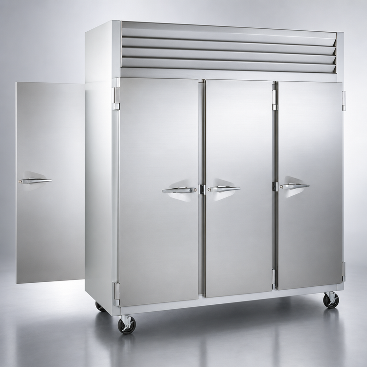 Product image #3 for Traulsen Spec-Line R Series Three-Section Pass-Thru Heated Holding Cabinet, Half-Height Solid Doors, Stainless Steel, 32-Inch Deep