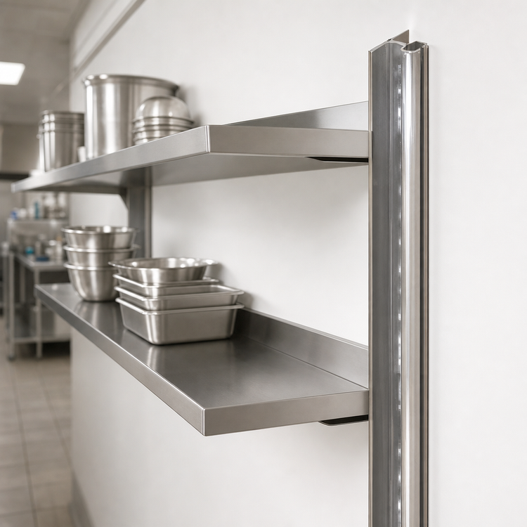 Product image #3 for Eagle Group 96-Inch Stainless Steel Wall-Mounted Cantilever Shelving Standard Upright