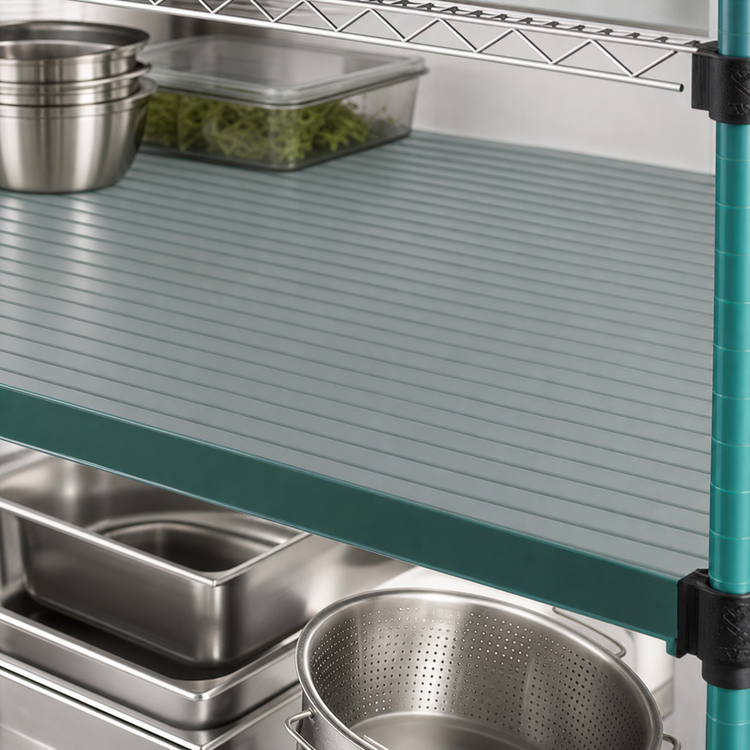 Product image #3 for QuadPlus 72" x 18" Solid Polymer Shelf Mat with Green Epoxy Frame