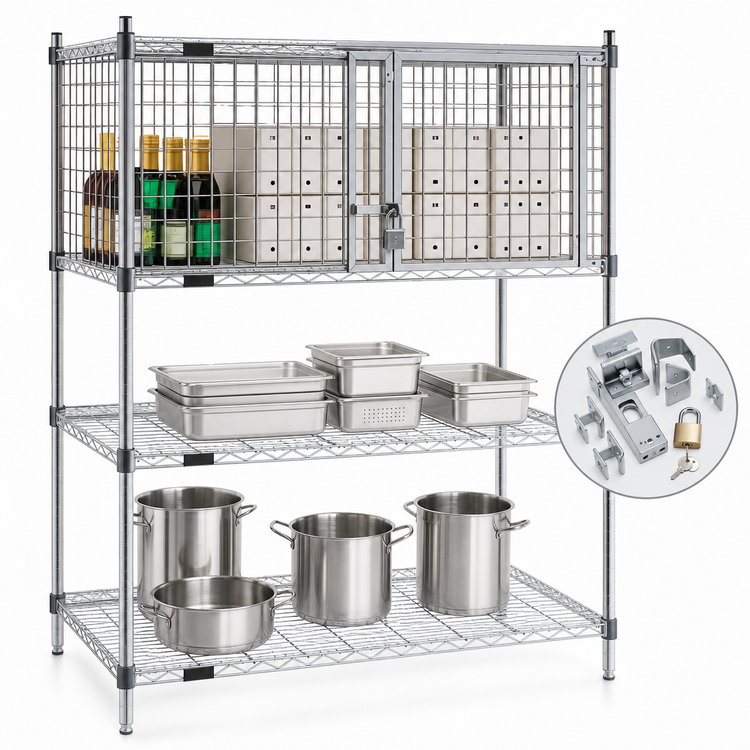 Product image #3 for EAGLEbrite Zinc Security Enclosure Kit with Hinged Doors for 24 x 36 Inch Wire Shelving