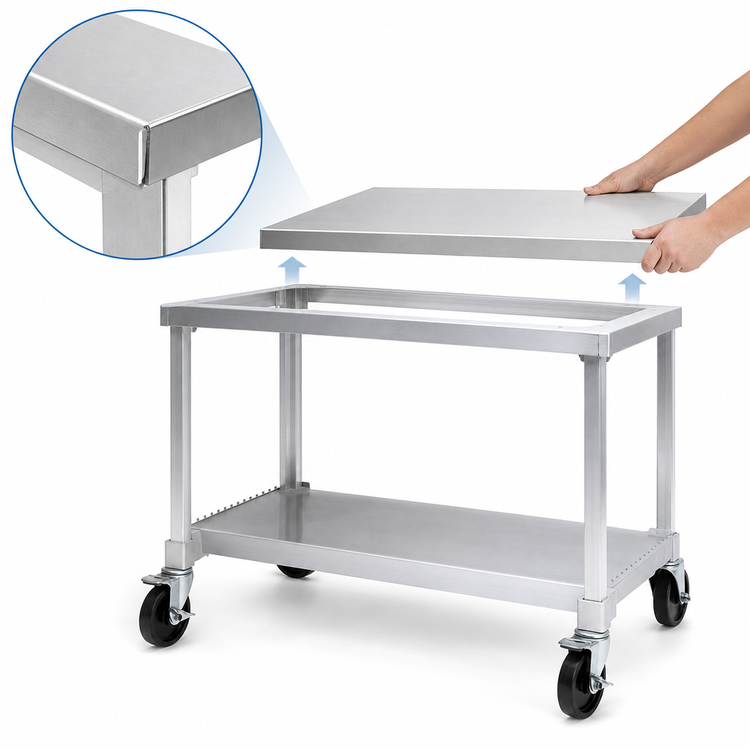 Product image #3 for New Age 36-Inch Mobile Equipment Stand with 12-Gauge Aluminum Top and Adjustable Undershelf