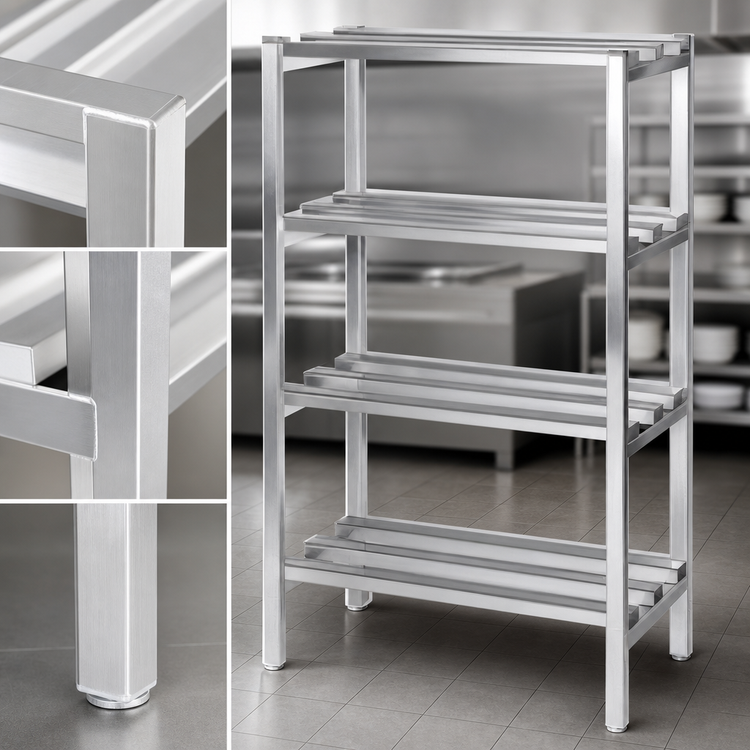Product image #3 for Lifetime Tough 4-Shelf Channel-Style Aluminum Dunnage Shelving Rack, 60W x 24D x 64H