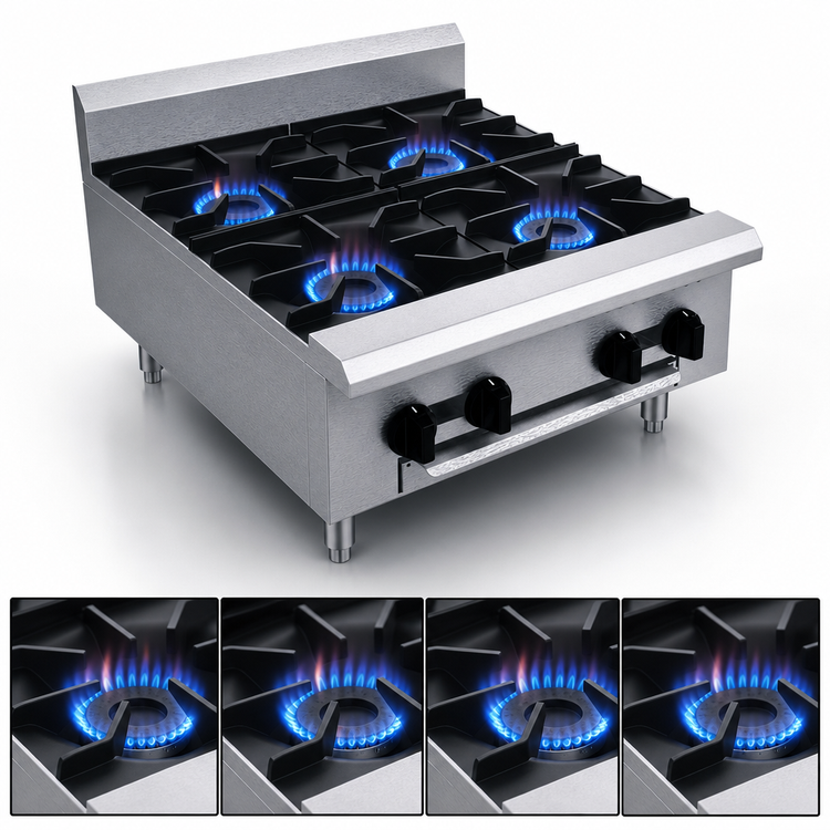 Product image #3 for Serv-Ware 24-Inch 4-Burner Liquid Propane Gas Hot Plate with Legs